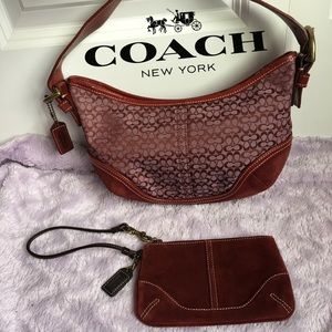 Coach Burgundy Suede Leather Set!